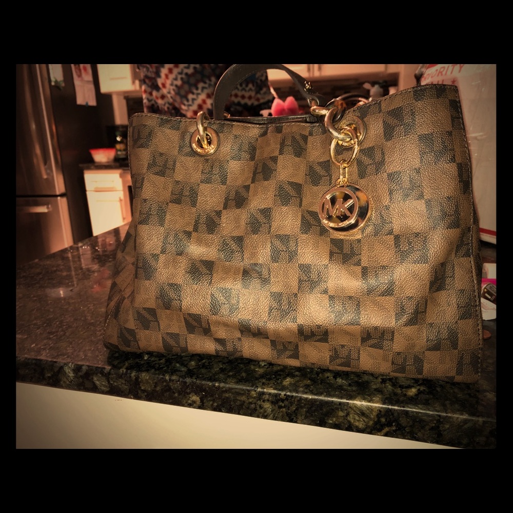 Black & Brown Checkered Michael Kors Purse
